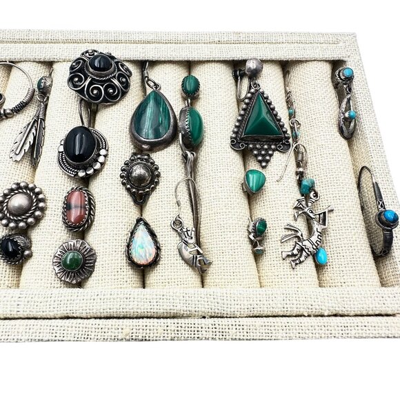 Southwest Sterling Silver Turquoise Gemstone Single Earrings Wear Or Craft 75 Gr - Picture 4 of 6